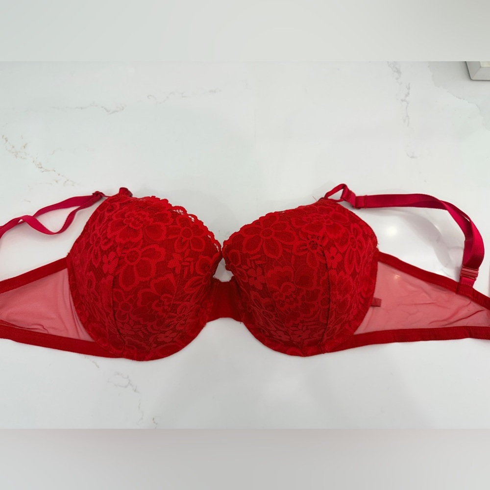 Victoria's Secret Lipstick Red Lined Demi Bra NWT 36DD